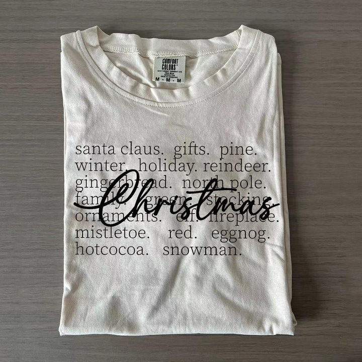 Christmas Words Crew Neck T-shirts