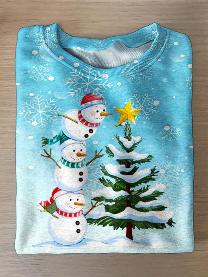 Women's Cute Christmas Snowman Printed Long Sleeve Casual Top