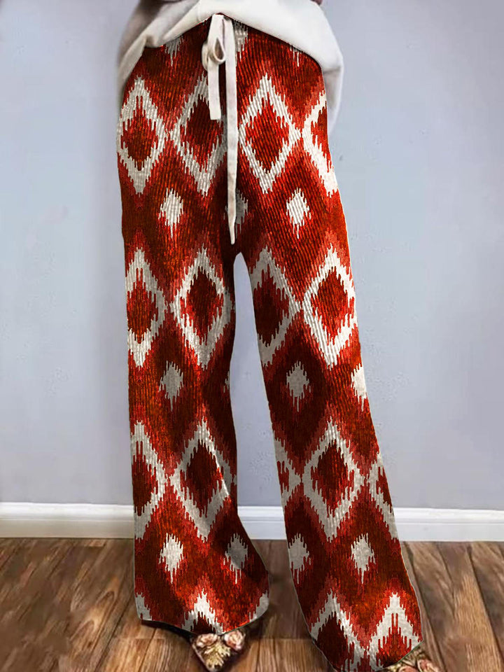 Women's Winter Bohemian Vintage Printed Fleece Casual Pants