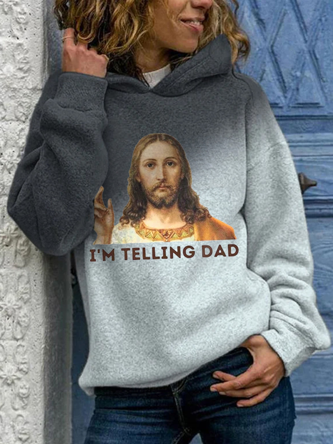 I'm Telling Dad Funny Jesus Hooded Sweatshirt