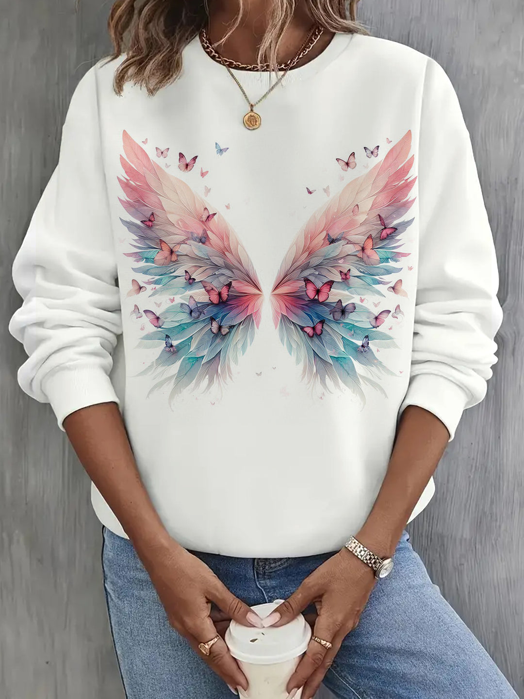 Women's Butterfly Long Sleeve Casual Top