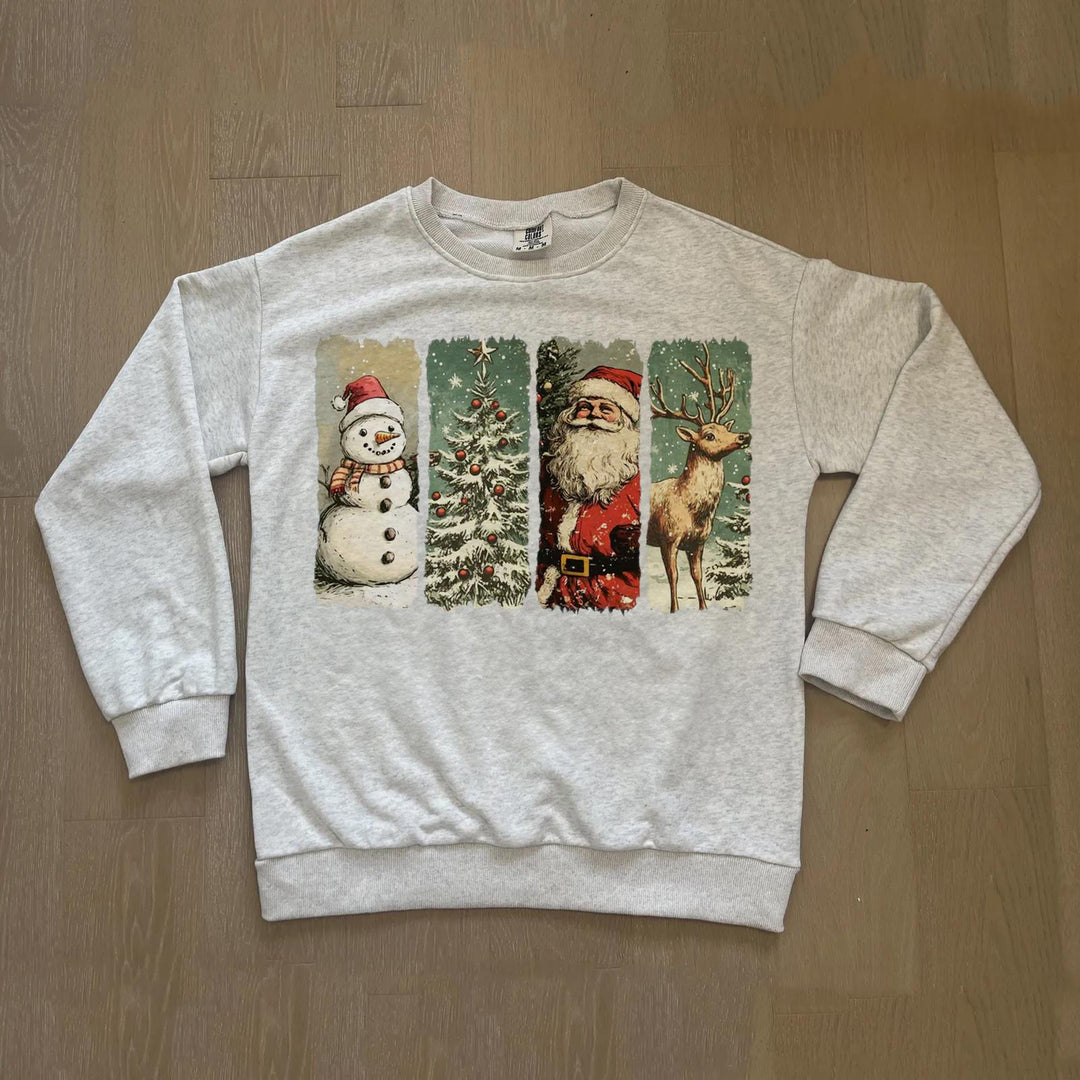 Christmas Elements In Snow Scene Printed Top