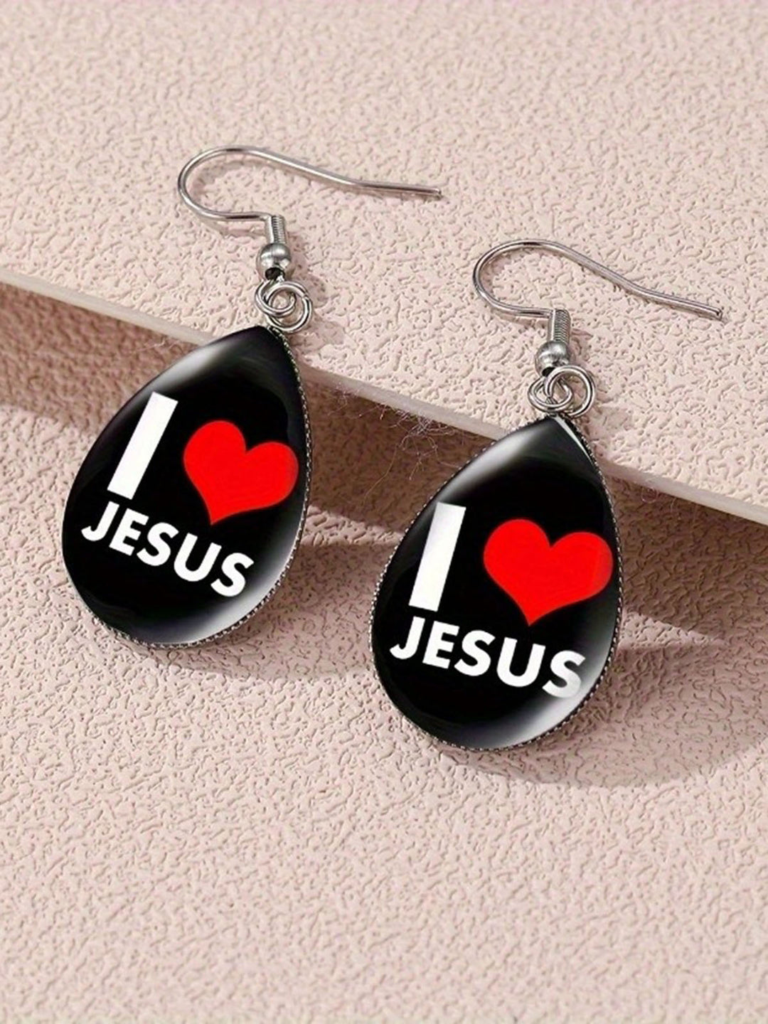 I Love Jesus Teardrop Earrings