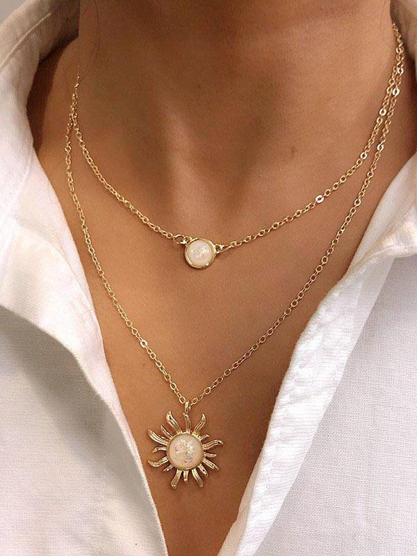 Trendy Layered Sunflower Necklace