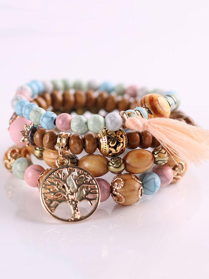 Tassel Wooden Bead Bracelet