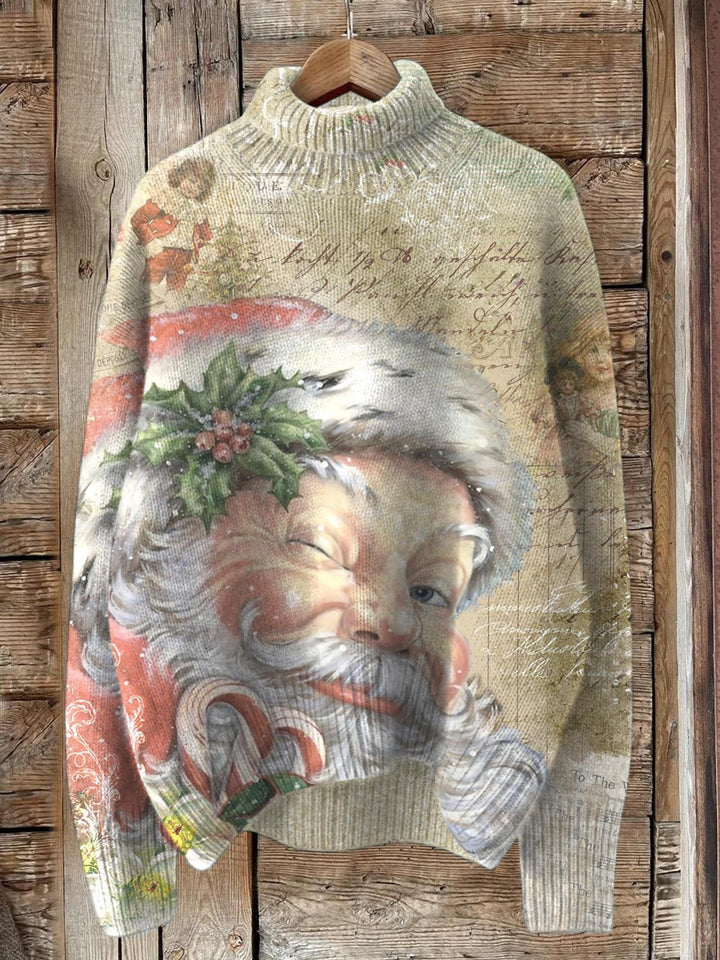 Vintage Merry Christmas Turtleneck Fleece Sweater