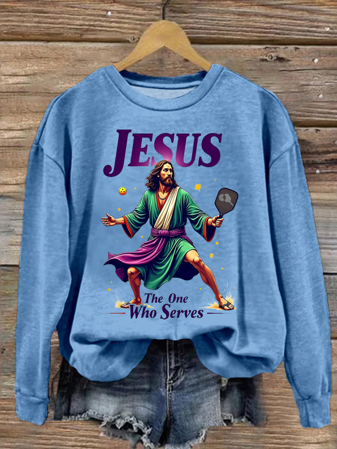 Funny Jesus The One Who Serves Pickleball Sweatshirt