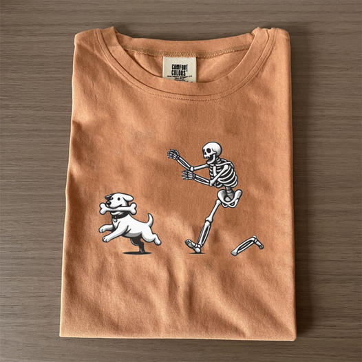 Funny Skeleton Dog Retro T-shirt