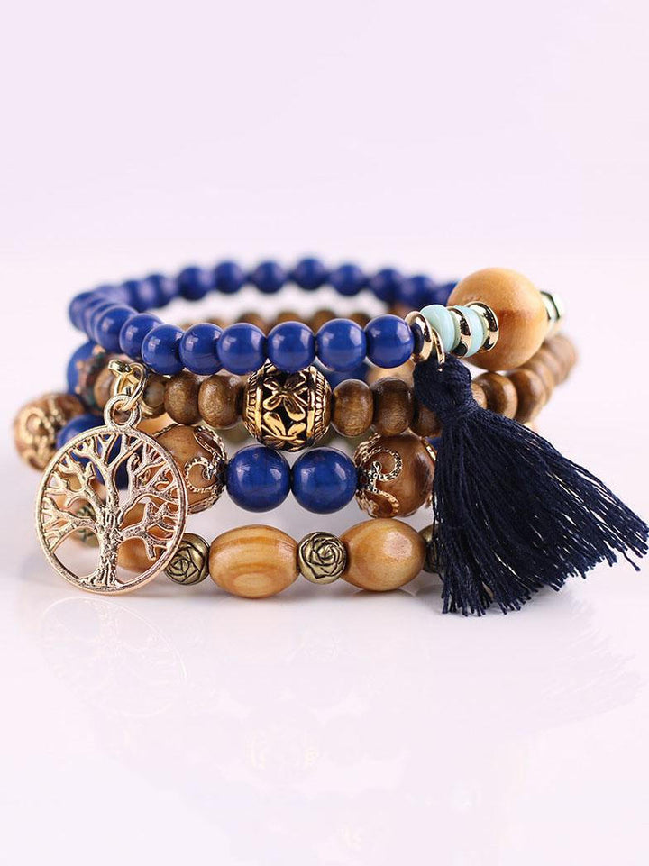 Tassel Wooden Bead Bracelet