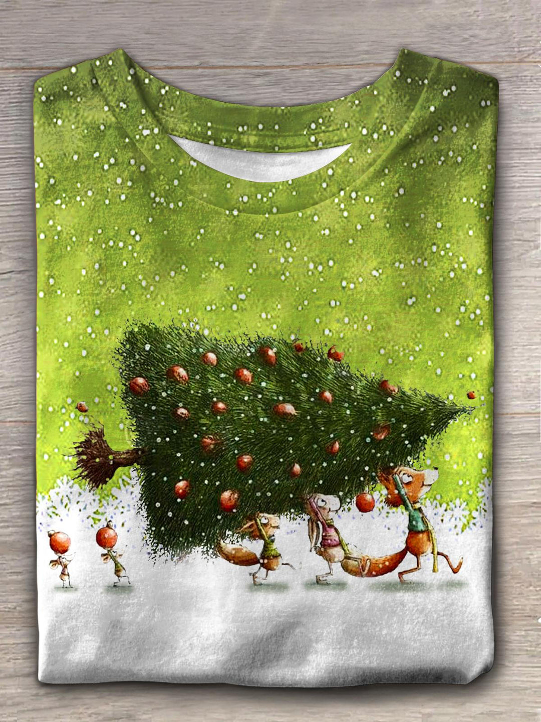 Women's Funny Christmas Tree Crew Neck T-shirt