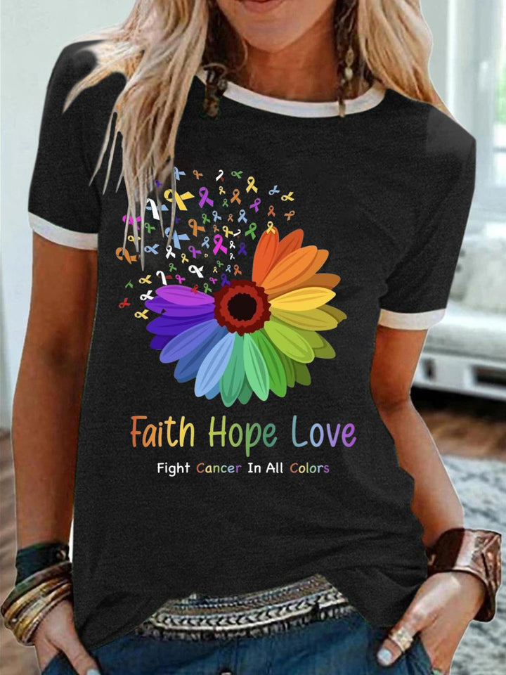 Faith Hope Love Cancer Awareness Casual T-shirt