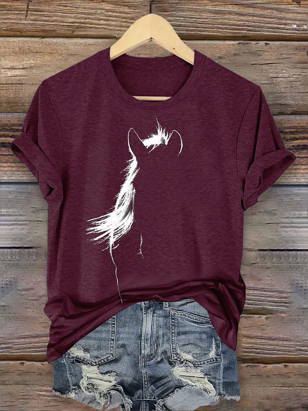 Women's Silhouette Horse Art Crew Neck T-shirt