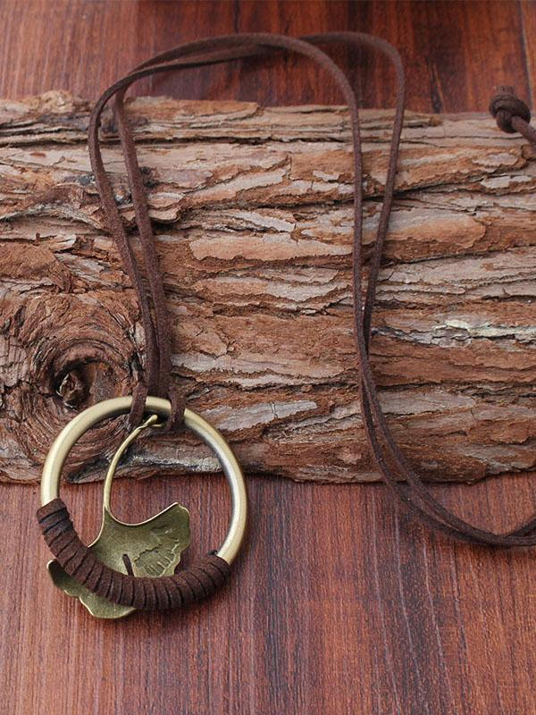 Vintage Ginkgo Leaf Pendant Necklace