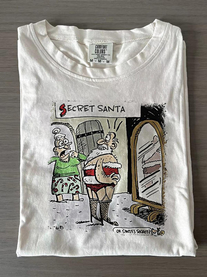 Women's Cute Funny Santa Crew Neck T-shirts