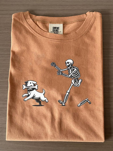 Funny Skeleton Dog Retro T-shirt