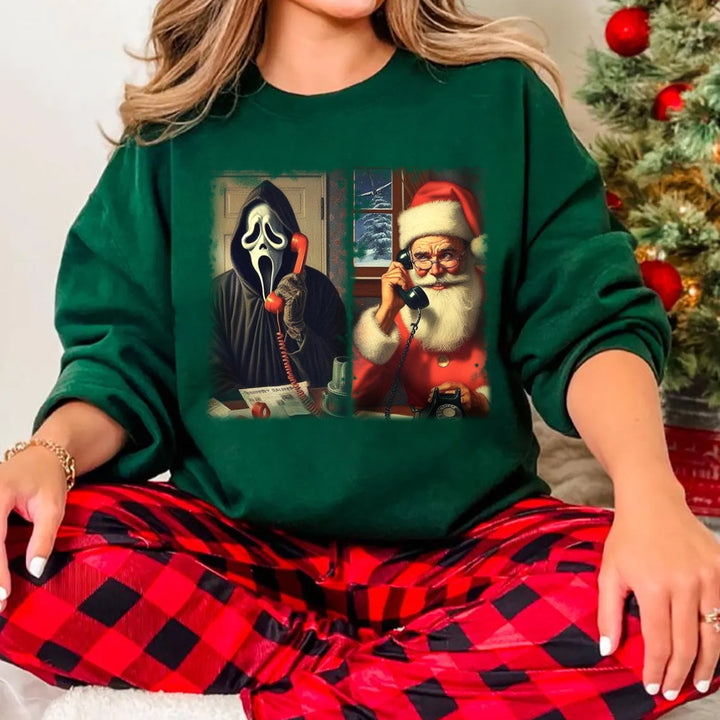 Funny Santa Is The New Ghostface Print Sweatshirt