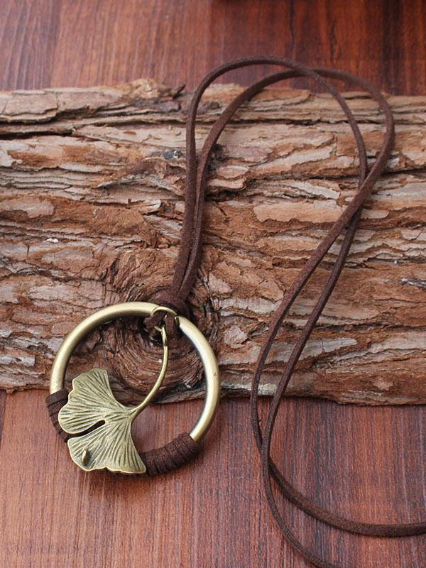 Vintage Ginkgo Leaf Pendant Necklace