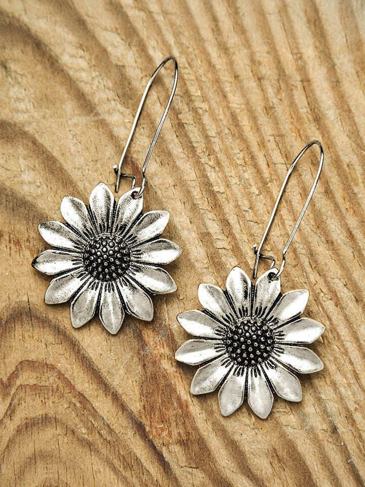 Sunflower Earrings Antique Gold Daisy Earrings