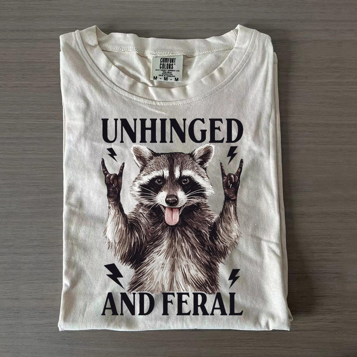 Unhinged And Feral Crew Neck T-shirts