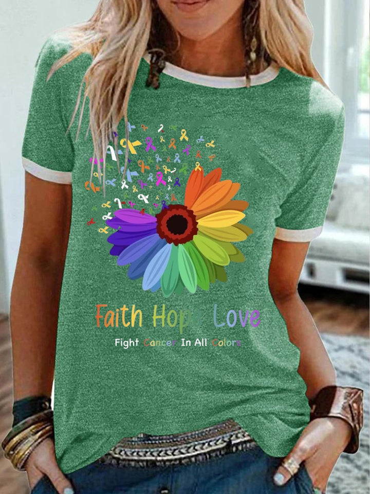 Faith Hope Love Cancer Awareness Casual T-shirt