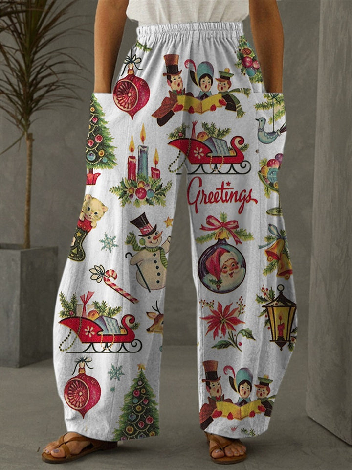 Women's Christmas Retro Print Casual Pants