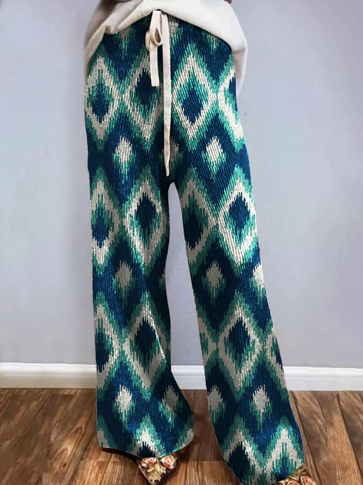 Women's Winter Bohemian Vintage Printed Fleece Casual Pants