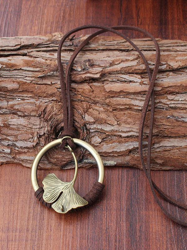 Vintage Ginkgo Leaf Pendant Necklace