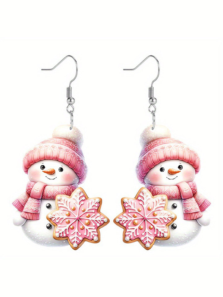 Sequin Acrylic Cartoon Christmas Snowman Earrings