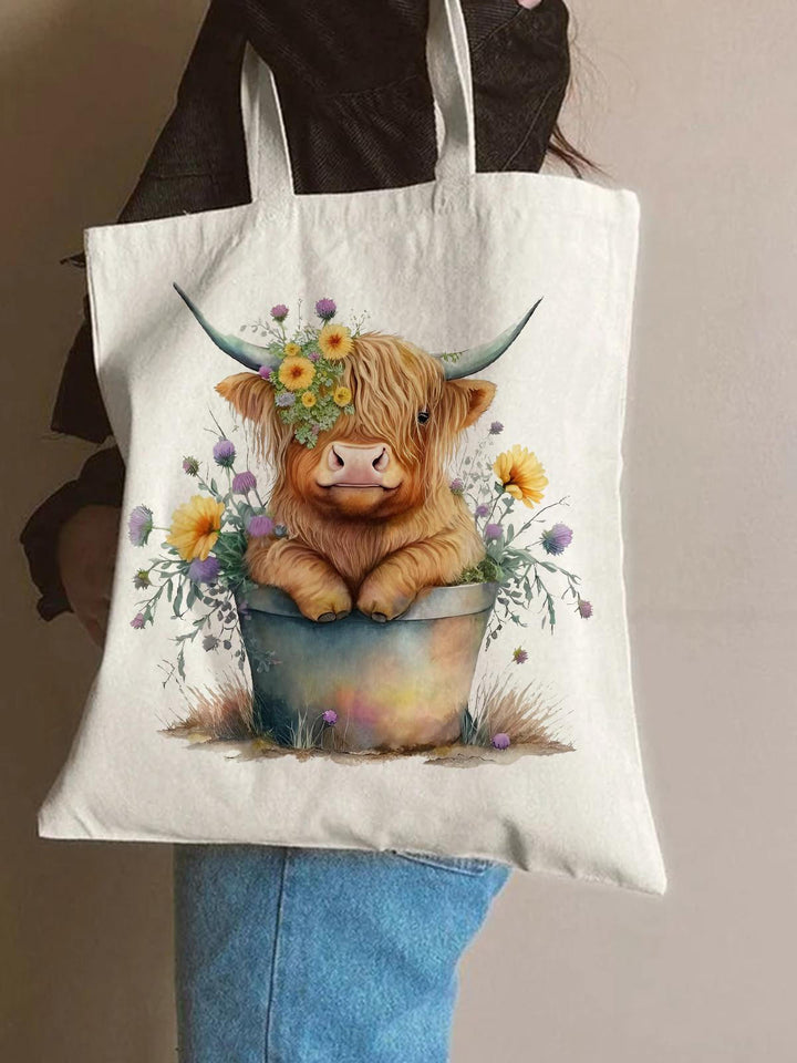 Baby Highland Cow Print Tote Bag