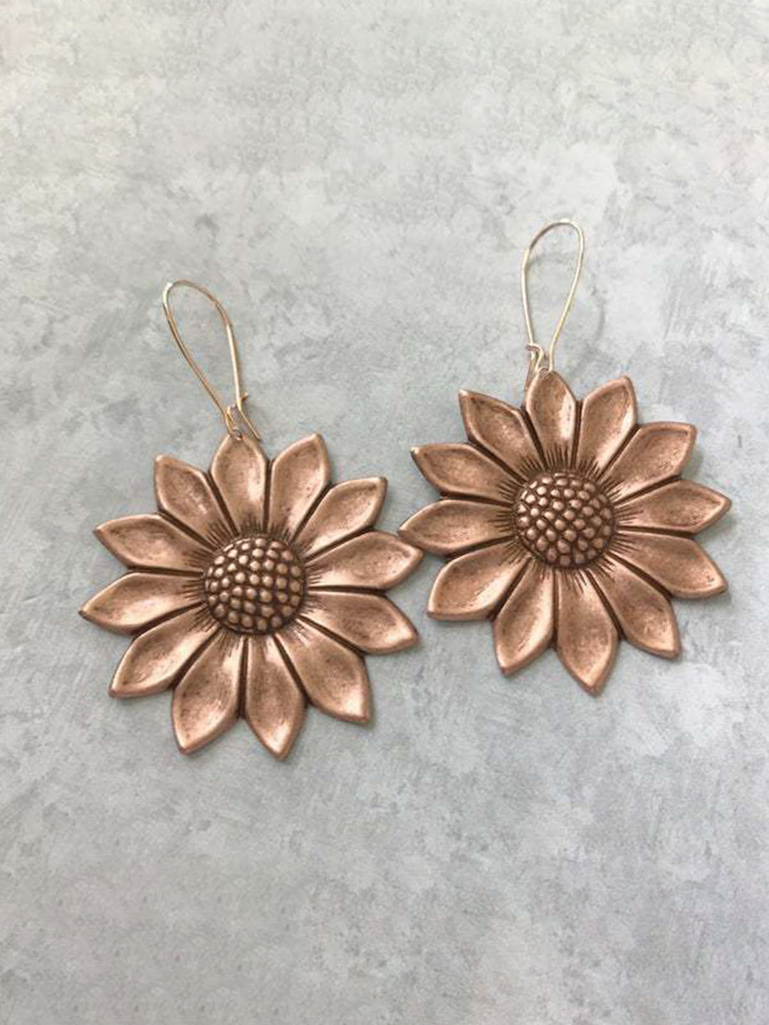 Sunflower Earrings Antique Gold Daisy Earrings