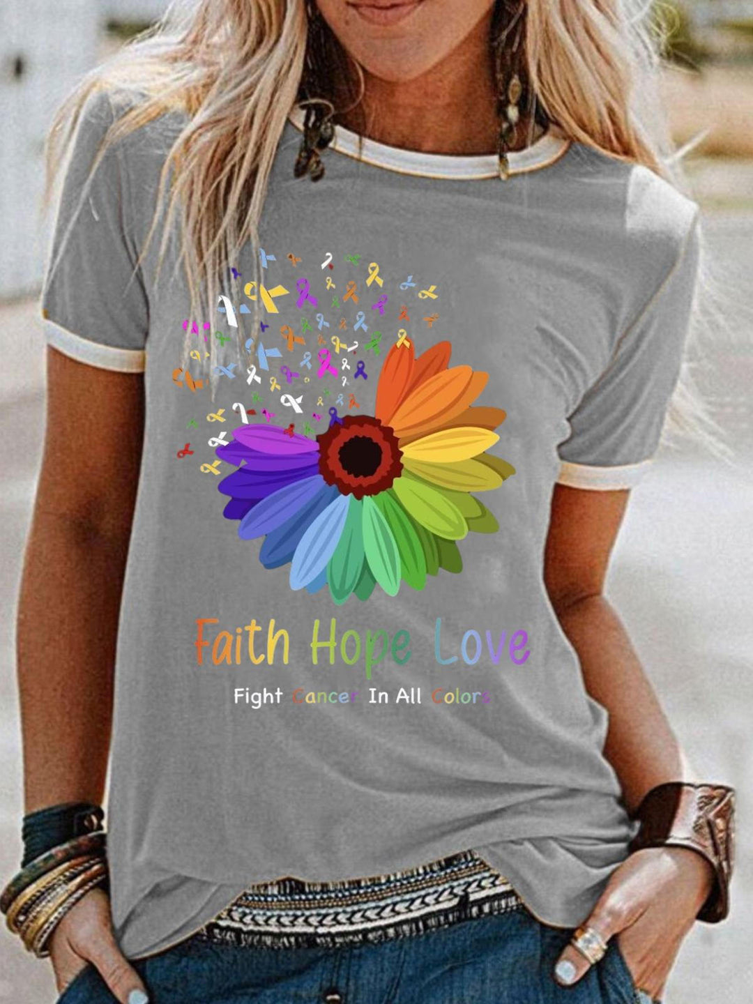 Faith Hope Love Cancer Awareness Casual T-shirt