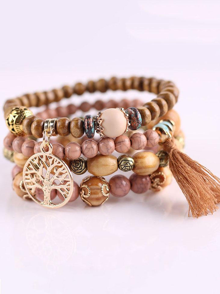 Tassel Wooden Bead Bracelet