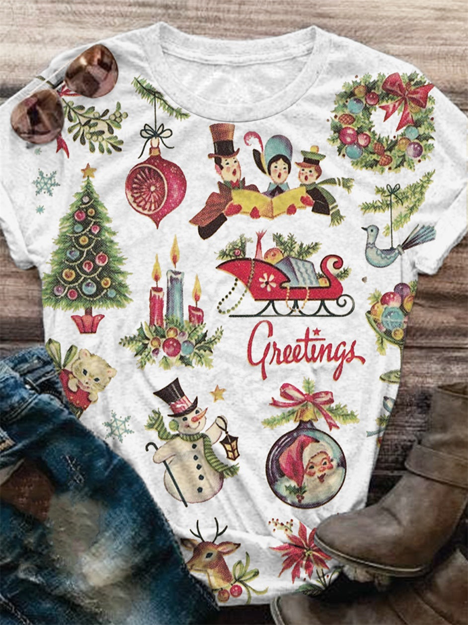 Vintage Christmas Crew Neck T-Shirt