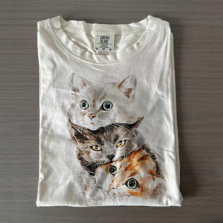 Women's Three Kittens Crew Neck T-shirts