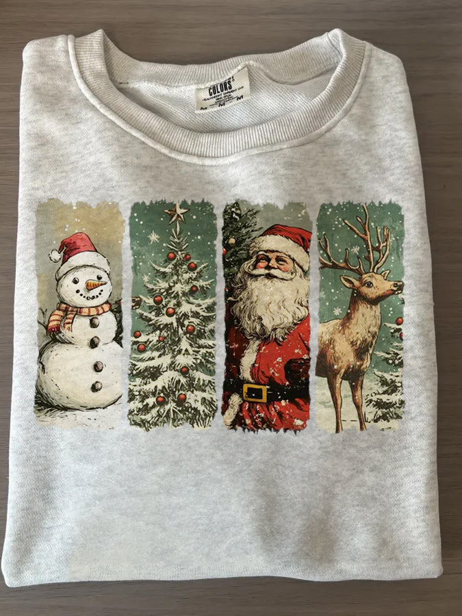 Christmas Elements In Snow Scene Printed Top