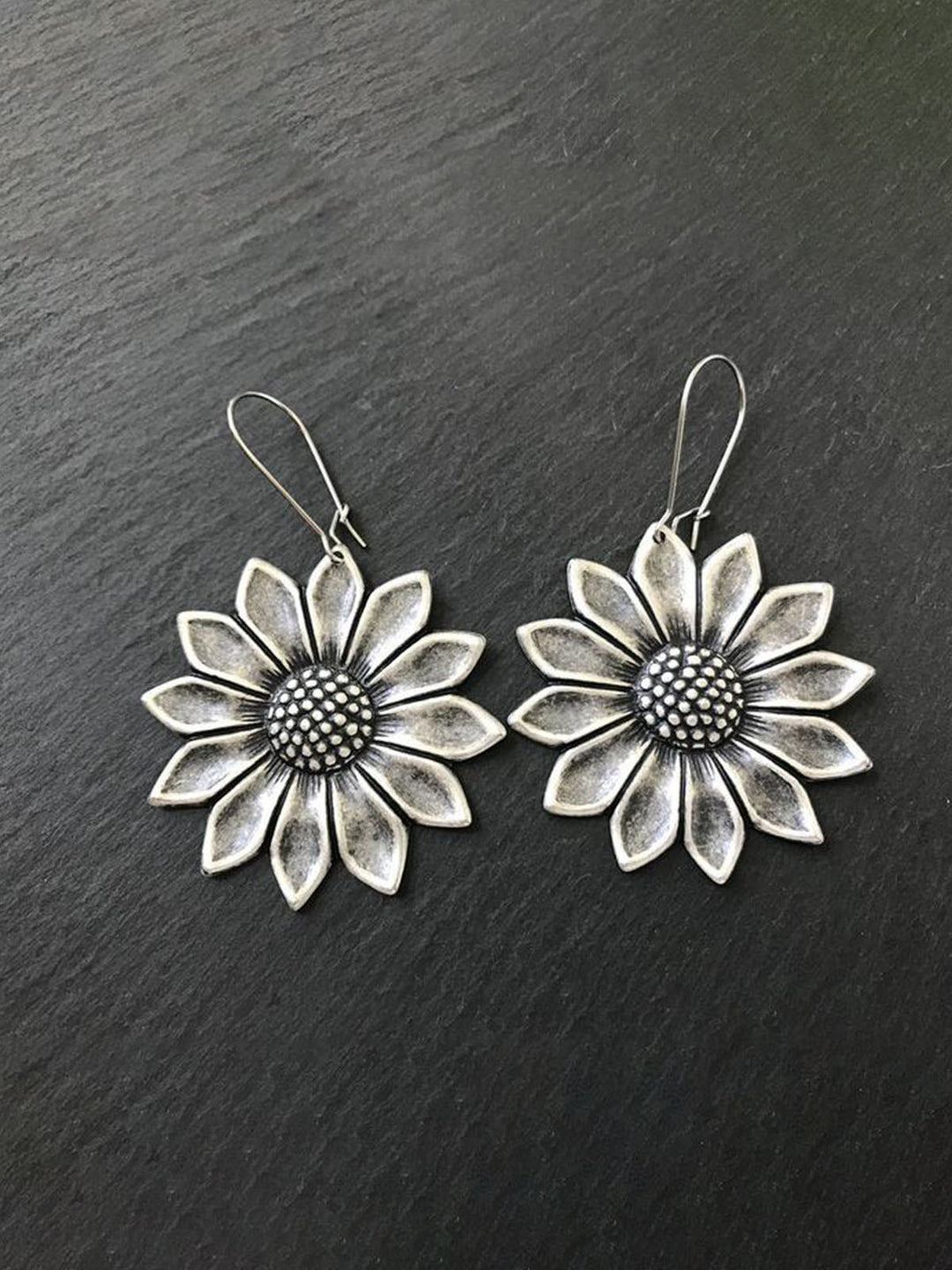 Sunflower Earrings Antique Gold Daisy Earrings